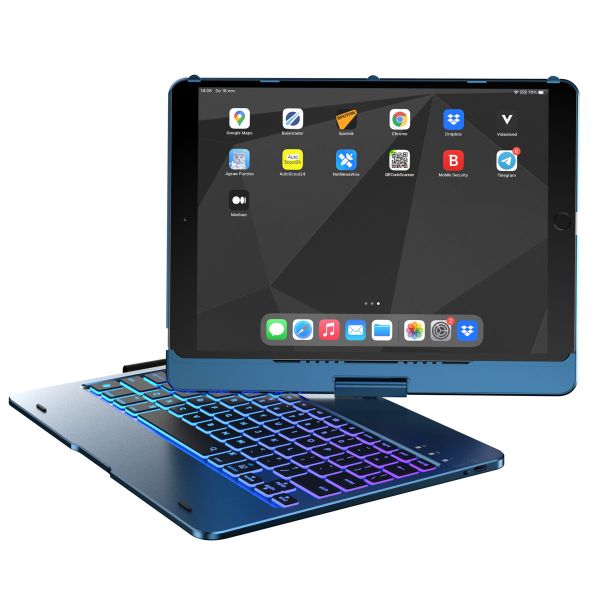 Accezz 360 Slim Keyboard Bookcase QWERTY iPad 10.2 inch (2019/2020/2021) / Air 5 (2022) / Air 4 (2020) / iPad Pro 10.5 (2017) - Donkerblauw