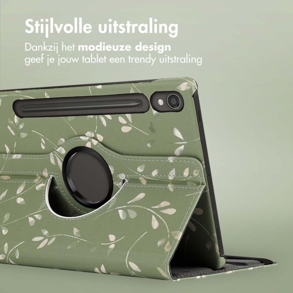 imoshion 360° Draaibare Design Bookcase Samsung Galaxy Tab S9 11.0 inch - Green Flowers