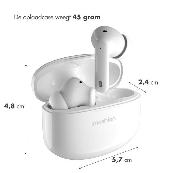 imoshion Aura Pro In-Earbuds - Draadloze oordopjes - Bluetooth draadloze oortjes - Met ANC noise cancelling functie - Wit