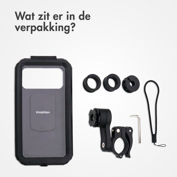 imoshion Premium telefoonhouder fiets - Spatwaterdicht - Universeel - 360 graden draaibaar - Stevige behuizing - Zwart