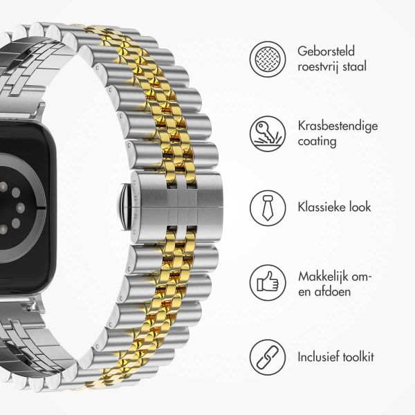 Selencia Jubilee stalen bandje Apple Watch Series 1-9 / SE - 38/40/41 mm / Series 10 - 42 mm - Zilver / Goud