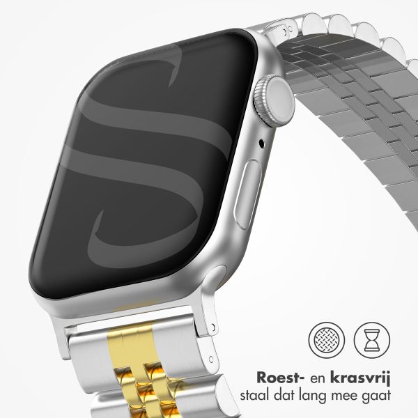 Selencia Jubilee stalen bandje Apple Watch Series 1-9 / SE - 38/40/41 mm / Series 10 - 42 mm - Zilver / Goud