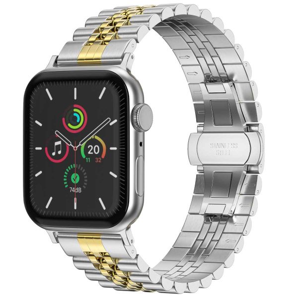 Selencia Jubilee stalen bandje Apple Watch Series 1-9 / SE - 38/40/41 mm / Series 10 - 42 mm - Zilver / Goud