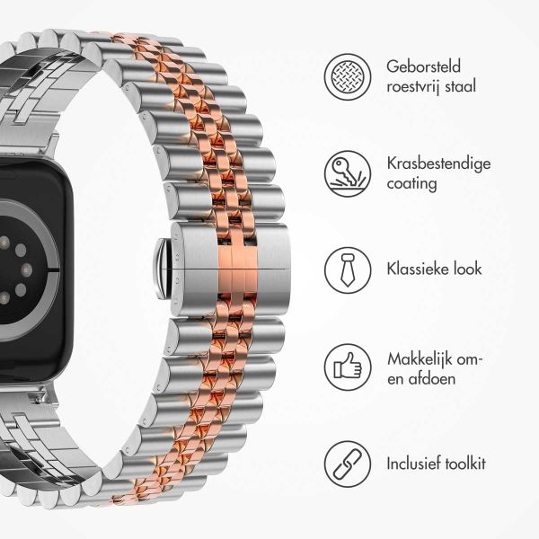 Selencia Jubilee stalen bandje Apple Watch Series 1-9 / SE - 38/40/41 mm / Series 10 - 42 mm - Zilver / Rosé Goud