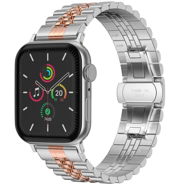 Selencia Jubilee stalen bandje Apple Watch Series 1-9 / SE - 38/40/41 mm / Series 10 - 42 mm - Zilver / Rosé Goud