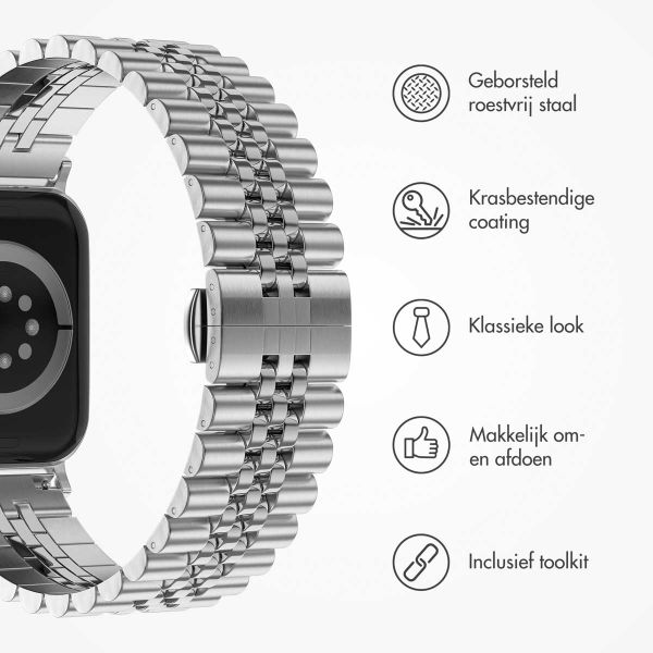 Selencia Jubilee stalen bandje Apple Watch Series 1-9 / SE - 38/40/41 mm / Series 10 - 42 mm - Zilver