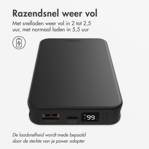 Accezz Powerbank 10.000 mAh met geïntegreerde kabels - Zwart