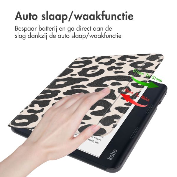 imoshion Design Slim Hard Case Sleepcover met stand Kobo Libra 2 / Tolino Vision 6 - Leopard