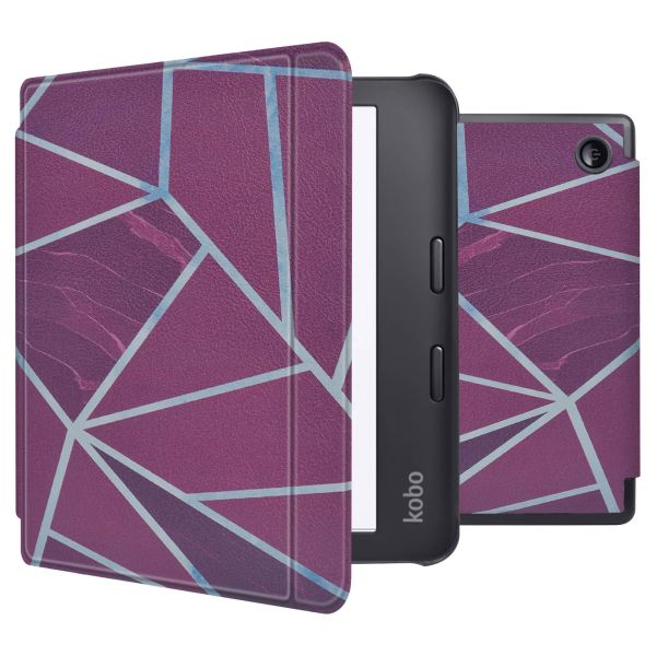 imoshion Design Slim Hard Case Sleepcover met stand Kobo Libra 2 / Tolino Vision 6 - Bordeaux Graphic