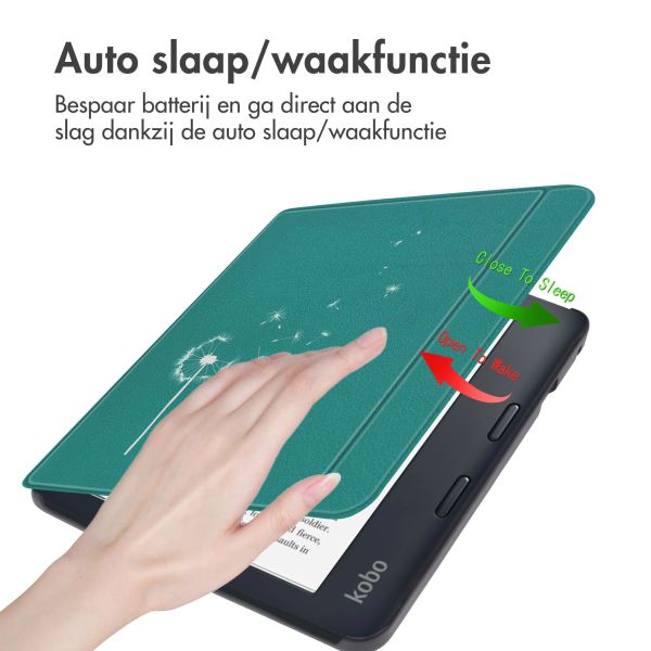 imoshion Design Slim Hard Case Sleepcover met stand Kobo Libra 2 / Tolino Vision 6 - Green Dandelion