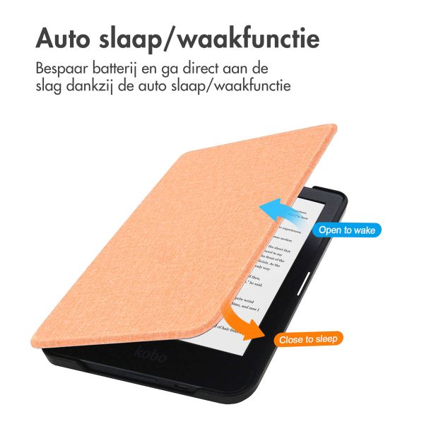 imoshion Canvas Sleepcover Bookcase Kobo Clara HD - Peach