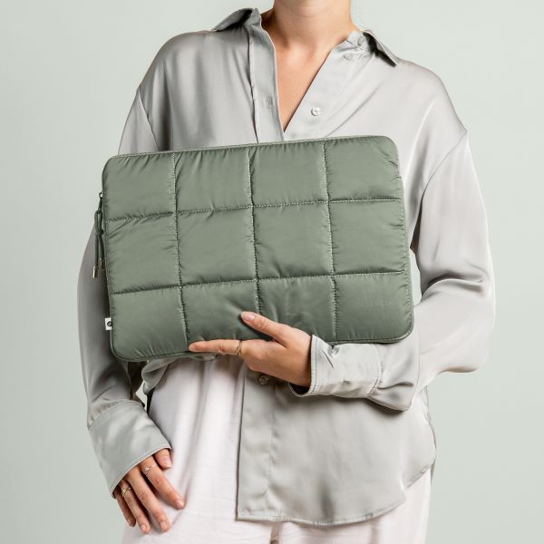 Selencia Puffy Laptop hoes 15-16 inch - Laptopsleeve - Sage Green