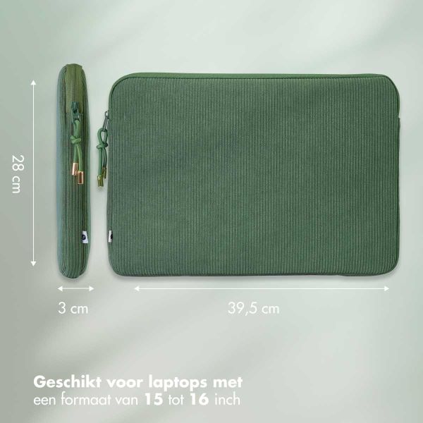 Selencia Corduroy Laptop hoes 15-16 inch - Laptopsleeve - Sage Green