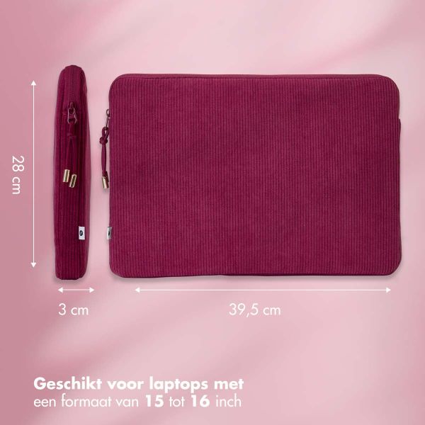 Selencia Corduroy Laptop hoes 15-16 inch - Laptopsleeve - Dark Rose