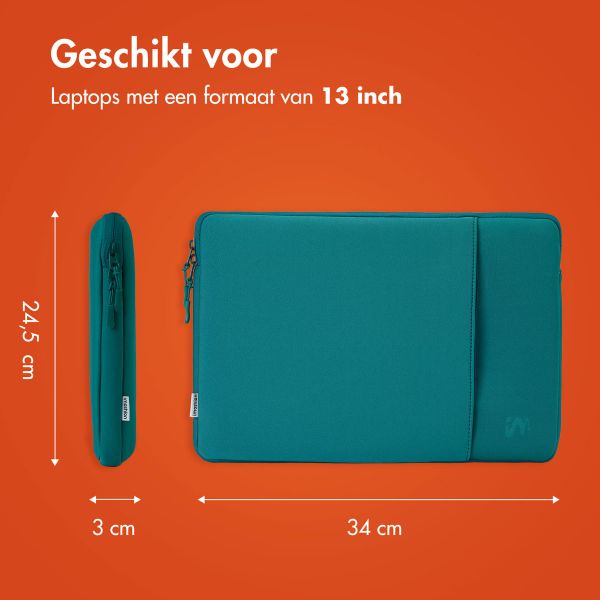 imoshion Laptop hoes 13 inch - Laptopsleeve met vak - Petrol Green