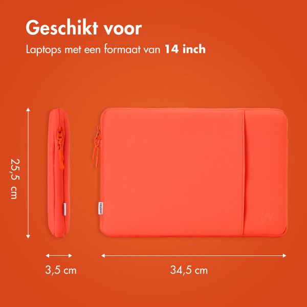 imoshion Laptop hoes 14 inch - Laptopsleeve met vak - Apricot Crush Orange