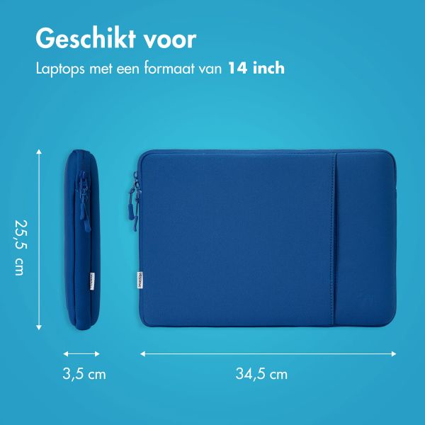 imoshion Laptop hoes 14 inch - Laptopsleeve met vak - Cobalt Blue