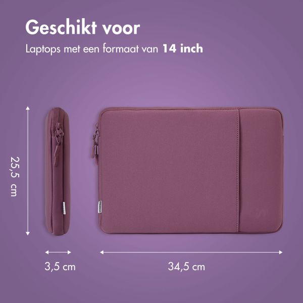 imoshion Laptop hoes 14 inch - Laptopsleeve met vak - Royal Plum