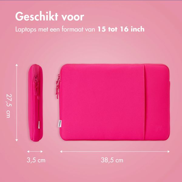 imoshion Laptop hoes 15-16 inch - Laptopsleeve met vak - Hot Pink