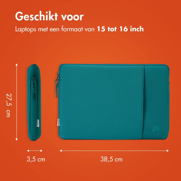 imoshion Laptop hoes 15-16 inch - Laptopsleeve met vak - Petrol Green