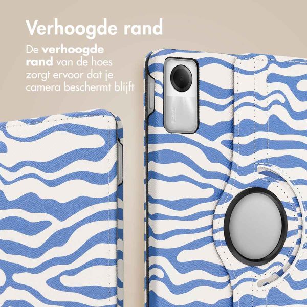 imoshion 360° Draaibare Design Bookcase Xiaomi Redmi Pad SE - White Blue Stripes