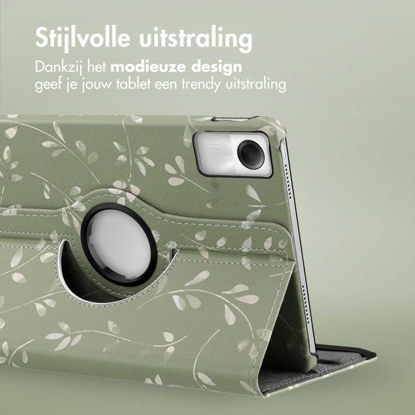 imoshion 360° Draaibare Design Bookcase Xiaomi Redmi Pad SE - Green Flowers