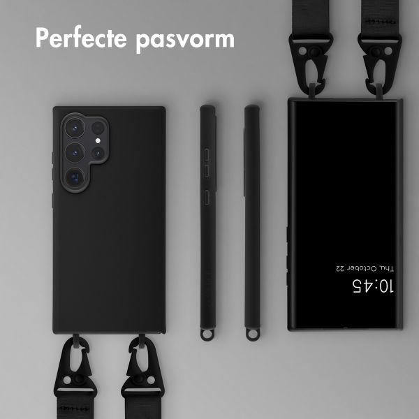 Selencia Siliconen hoesje met afneembaar koord Samsung Galaxy S24 Ultra - Zwart