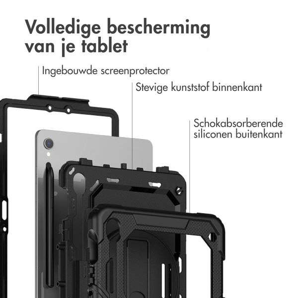 Accezz Rugged Backcover Shoulder Strap voor de Samsung Galaxy Tab S9 FE 10.9 inch / Tab S9 11.0 inch - Zwart