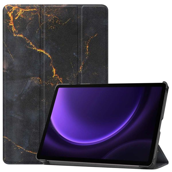 imoshion Trifold Design Bookcase Samsung Tab S9 FE / Tab S9 - Black Marble