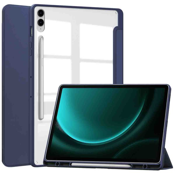 imoshion Trifold Hardcase Bookcase voor de Samsung Tab S9 FE Plus / Tab S9 Plus 12.4 inch - Donkerblauw