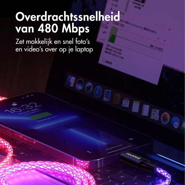 imoshion Lichtgevende Snellaadkabel RGB - USB-A naar USB-C kabel - 1 meter