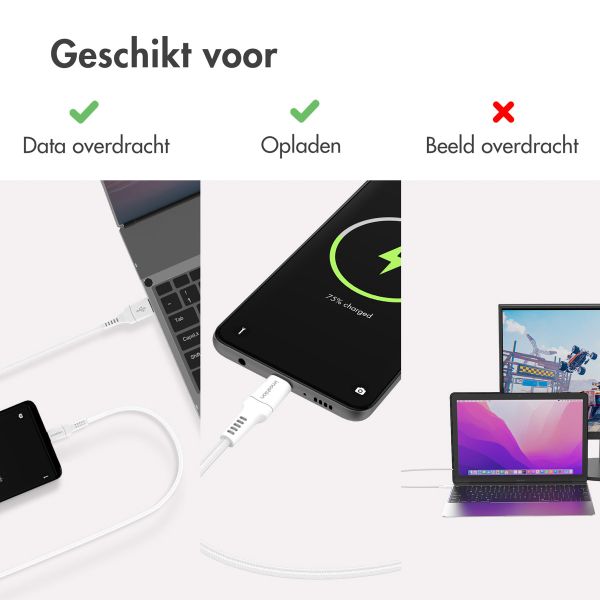 imoshion Braided USB-C naar USB-A kabel - 0,25 meter - Wit