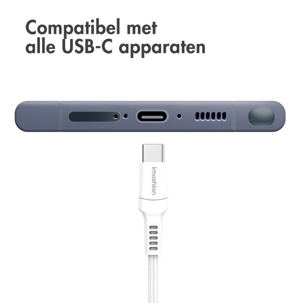 imoshion Braided USB-C naar USB-A kabel - 1,5 meter - Wit