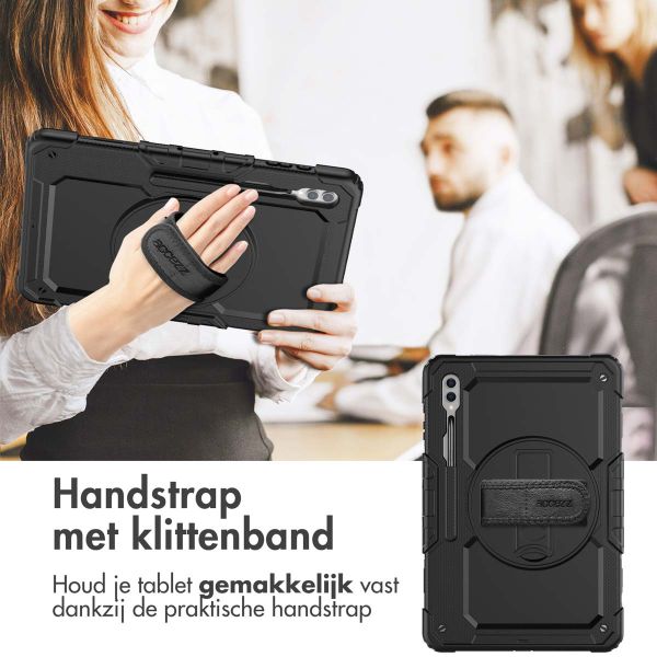 Accezz Rugged Backcover met schouderstrap Samsung Galaxy Tab S9 Ultra 14.6 inch - Zwart