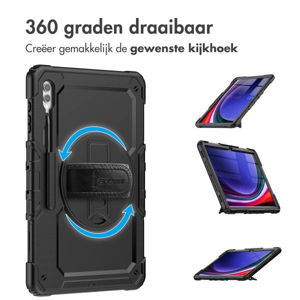 Accezz Rugged Backcover met schouderstrap Samsung Galaxy Tab S9 Ultra 14.6 inch - Zwart