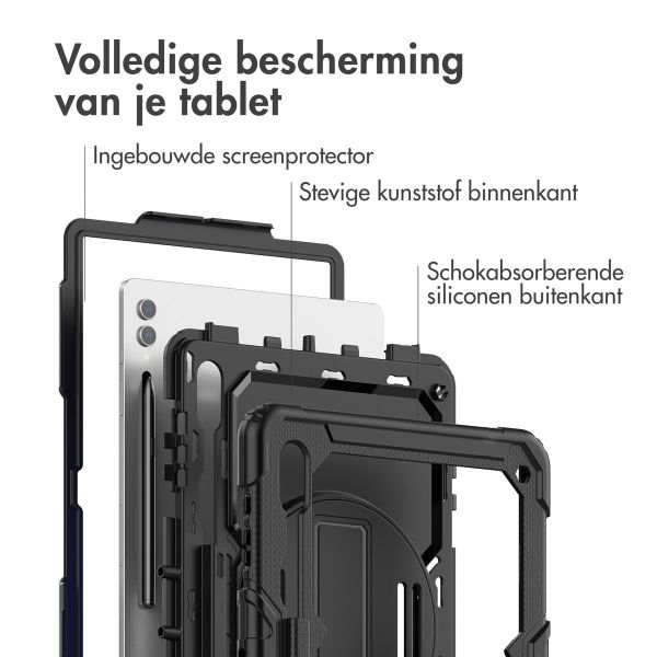 Accezz Rugged Backcover met schouderstrap Samsung Galaxy Tab S9 Ultra 14.6 inch - Zwart