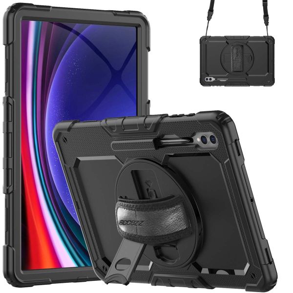 Accezz Rugged Backcover met schouderstrap Samsung Galaxy Tab S9 Ultra 14.6 inch - Zwart