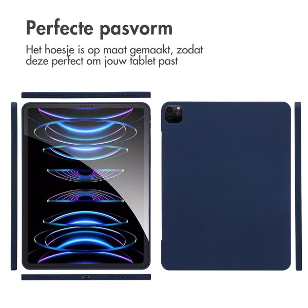 Accezz Liquid Silicone Backcover met penhouder iPad Pro 12.9 (2022) / Pro 12.9 (2021) / Pro 12.9 (2020) - Donkerblauw