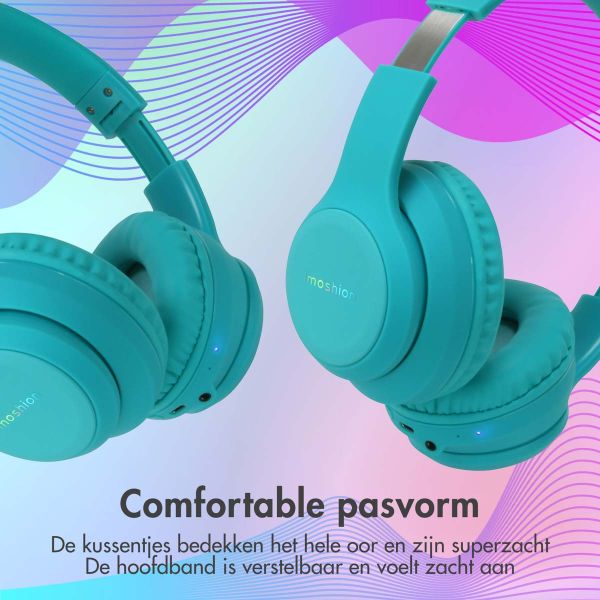 imoshion Kids LED Light Bluetooth Headphones - Kinder koptelefoon met decibelbegrenzer - Draadloze koptelefoon + AUX kabel - Lichtblauw