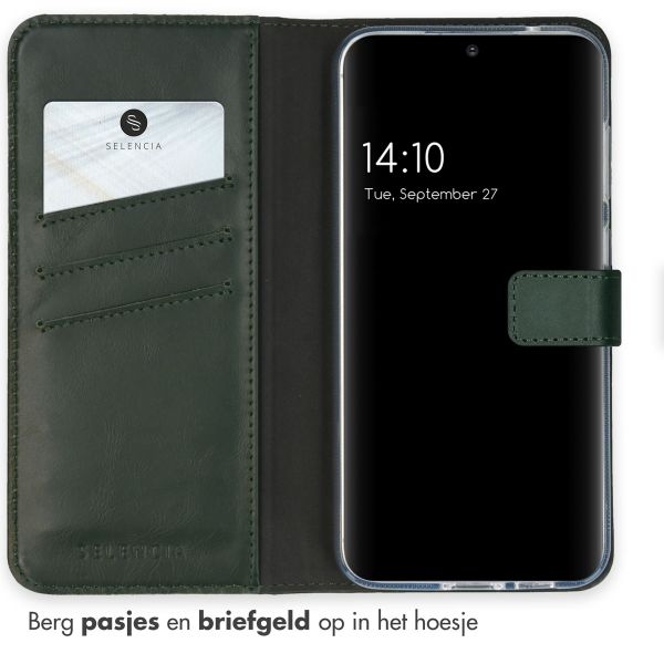 Selencia Echt Lederen Bookcase Samsung Galaxy S23 FE - Groen