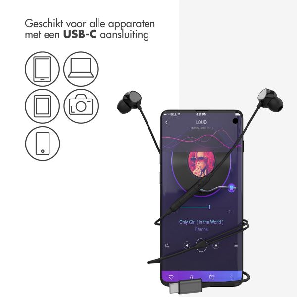 imoshion In-ear oordopjes - Bedrade oordopjes - Met USB-C aansluiting - Zwart