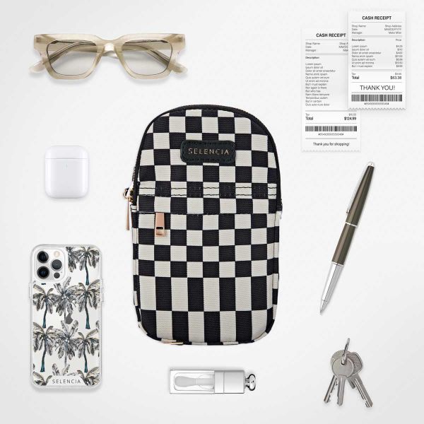 Selencia Telefoontasje - Checker Black