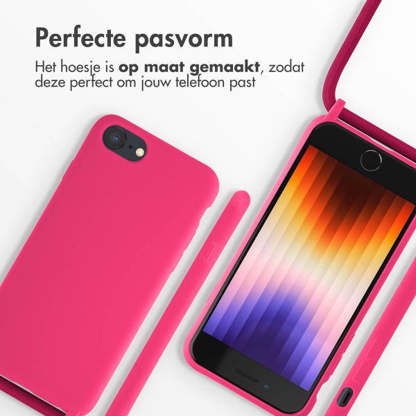 iMoshion Siliconen hoesje met koord iPhone SE (2022 / 2020) / 8 / 7 - Fluor Roze
