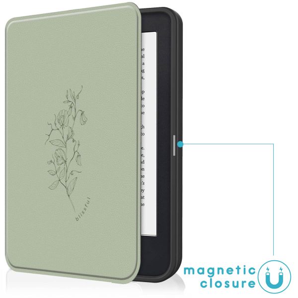 imoshion Design Slim Soft Case Sleepcover Kobo Clara 2E / Tolino Shine 4 - Floral Green