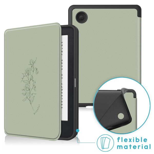 imoshion Design Slim Soft Case Sleepcover Kobo Clara 2E / Tolino Shine 4 - Floral Green