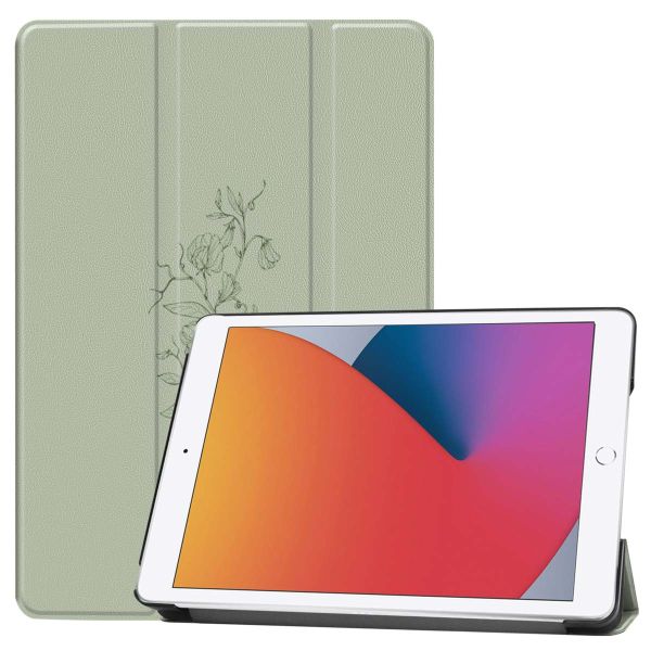 imoshion Trifold Design Bookcase iPad 7 (2019) / iPad 8 (2020) / iPad 9 (2021) 10.2 inch - Floral Green