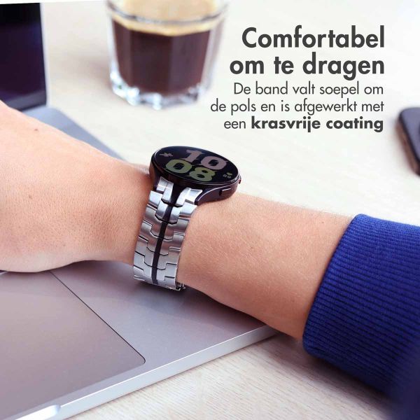 Accezz Steel Band Samsung Galaxy Watch 4 / 5 / 6 / 7 - 20 mm - Zilver / Zwart