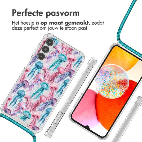 imoshion Design hoesje met koord Samsung Galaxy A14 (5G/4G) - Jellyfish Watercolor