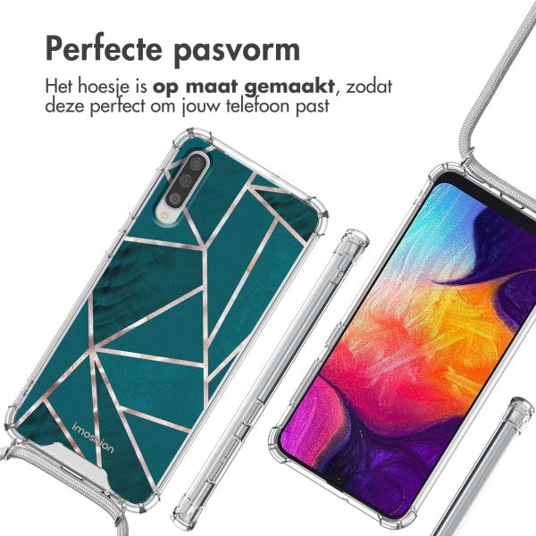 imoshion Design hoesje met koord Samsung Galaxy A50 - Petrol Green Graphic