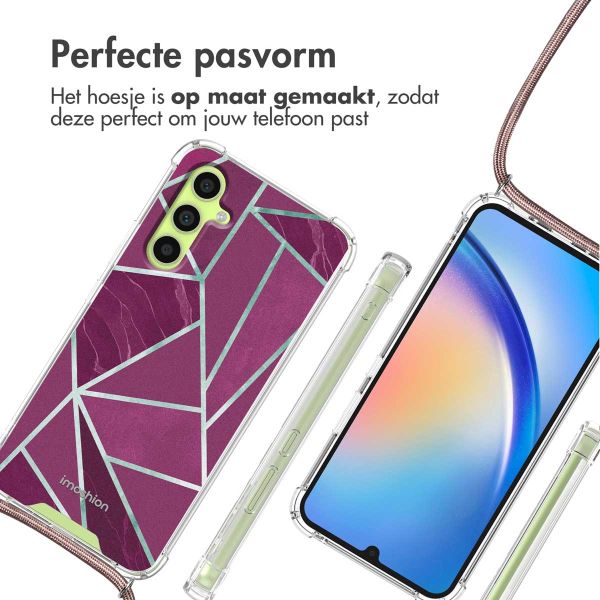 imoshion Design hoesje met koord Samsung Galaxy A34 - Bordeaux Graphic